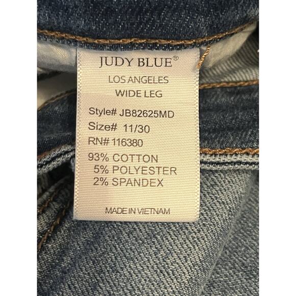 Judy Blue Wide Leg Stretch Jeans •11 /30• Med Wash Flare Relaxed 32” Inseam EXC - Picture 10 of 11